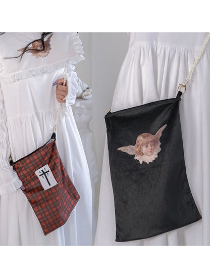 Animal Plaid Cross Lace Gothic Bag Gothic