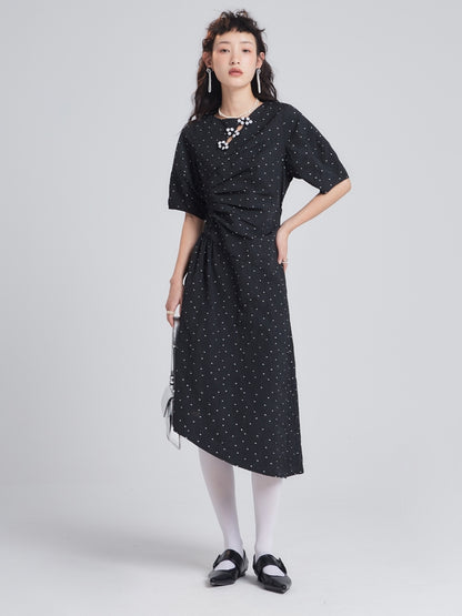 Fleur de perle Jacquard Polka Dot Robe irrégulière