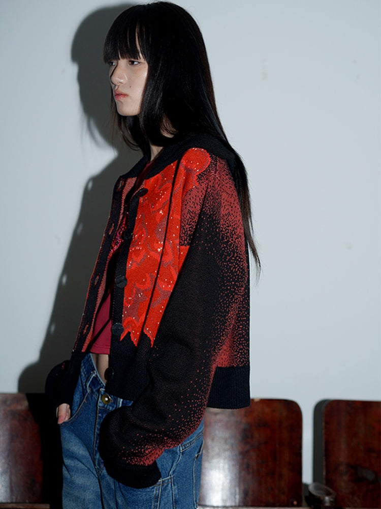 Jacquard Knitted Cardigan