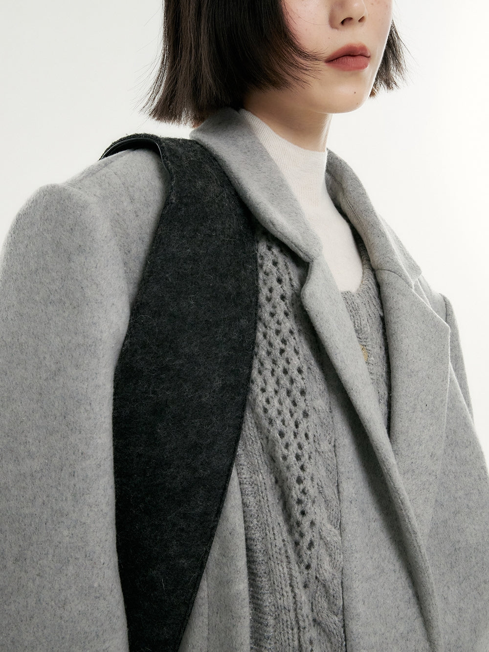 Wool Plain Oversize Mesh Coat