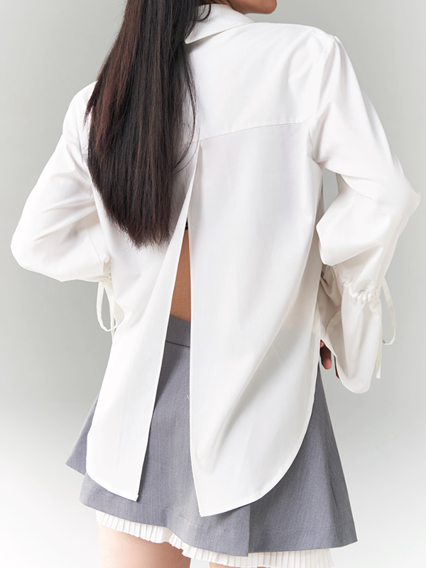 CHINESE STYLE asymmetric Fringed Button Shirt