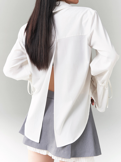 Chinese Style Asymmetric Fringed Button Shirt