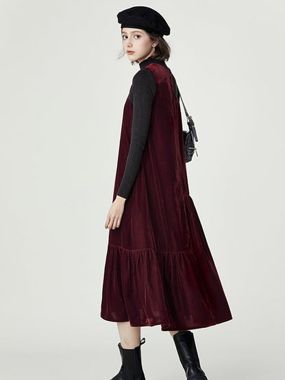 Layered Velvet Bottoming Dress