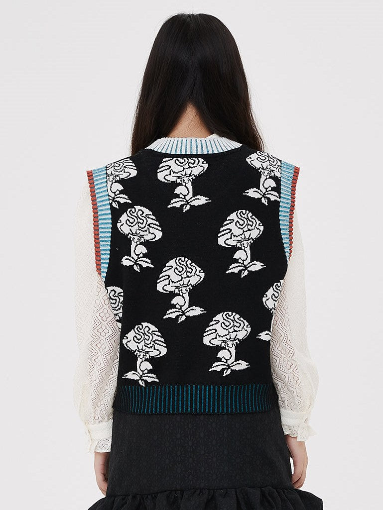 MUSHROOM KNITTED VEST -LULUSMILE – ARCANA ARCHIVE