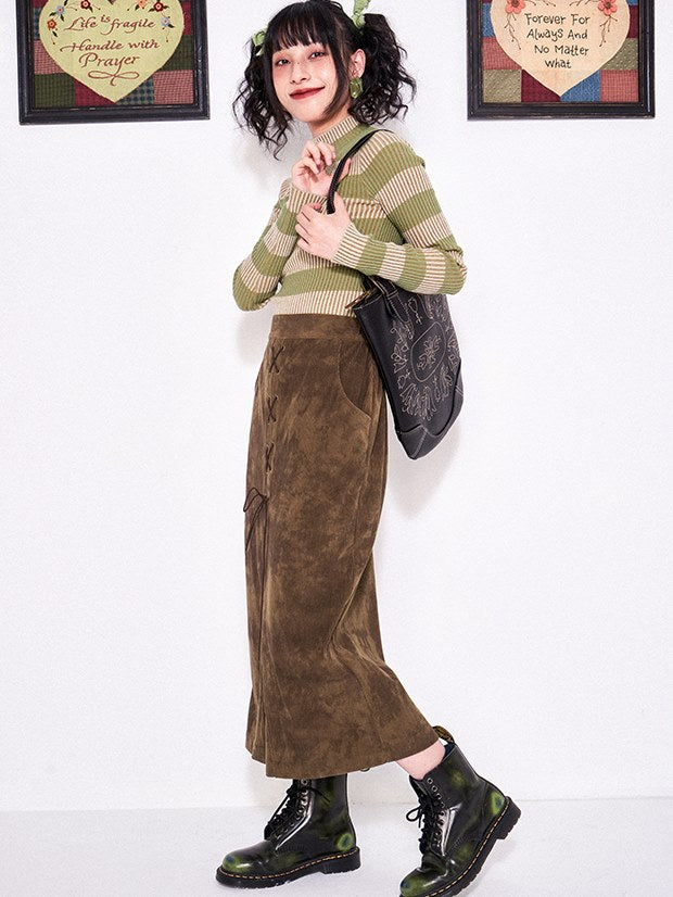 Laceup Corduroy Skirt