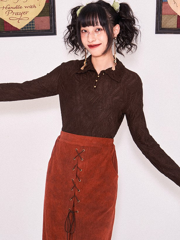 Laceup Corduroy Skirt