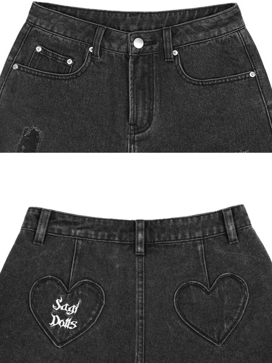 Shorts de jean à la taille haute de taille