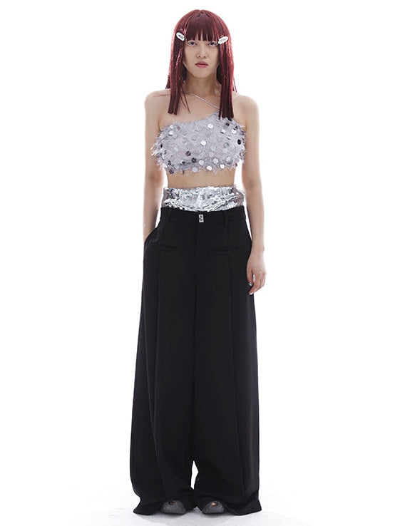 Sequins Adjustable Large Backless Irregular Sling