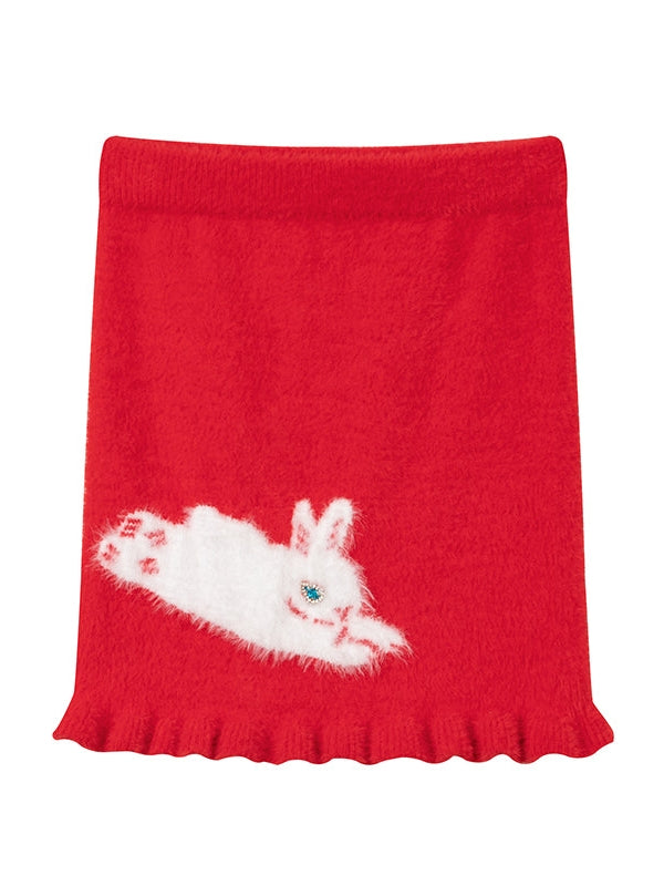 Retro Short-Sleeed Pullover &amp; Knitted Skirt