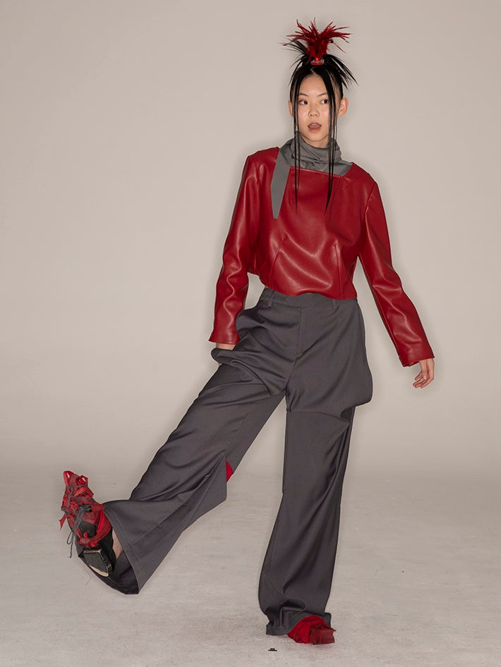 Low-waist Loose Straight-leg Pants