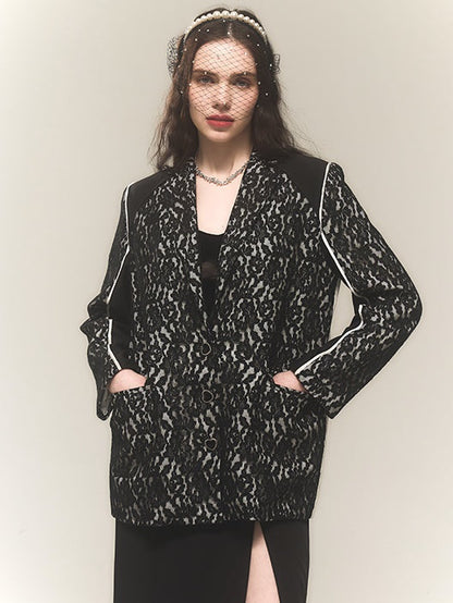 Lace Stitching Long-Sleeed Jacket