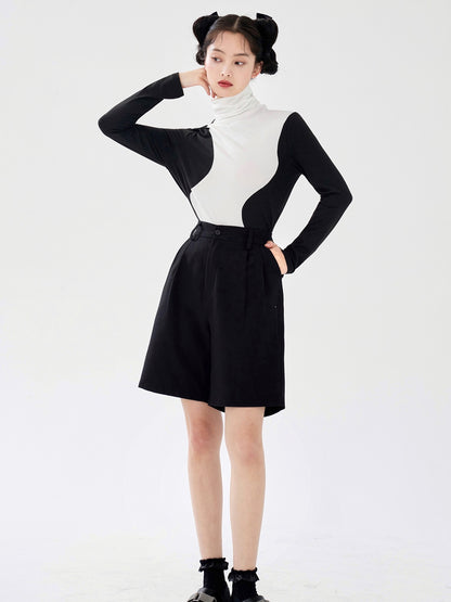 Streamline Stitching High-Neck Bottoming Shirt