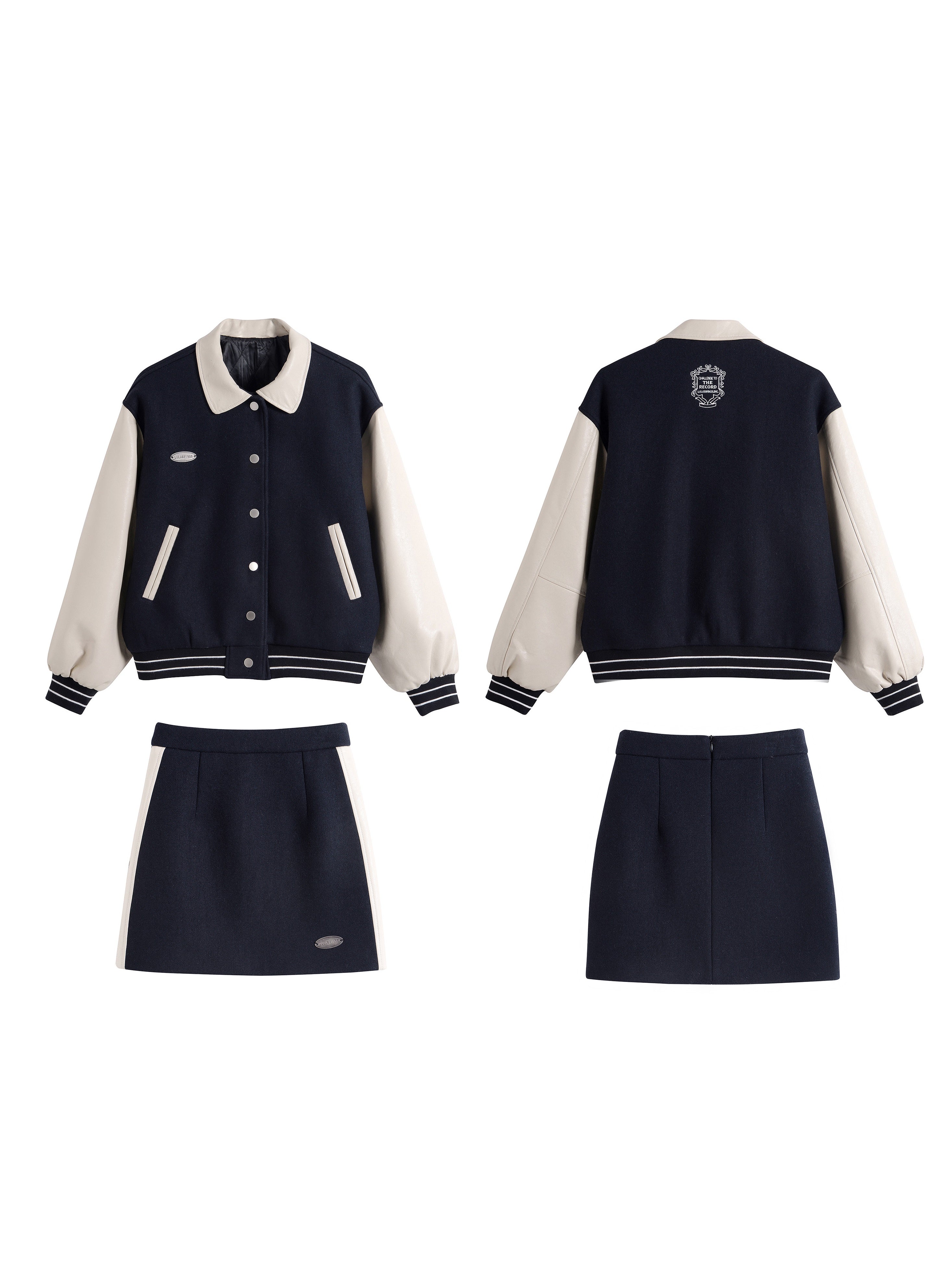 Wool Quilted Baseball Jacket &amp; Skirt