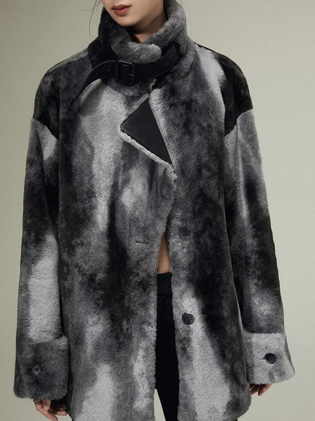 Eco-friendly Fur Mid-length Lamb Wool Coat