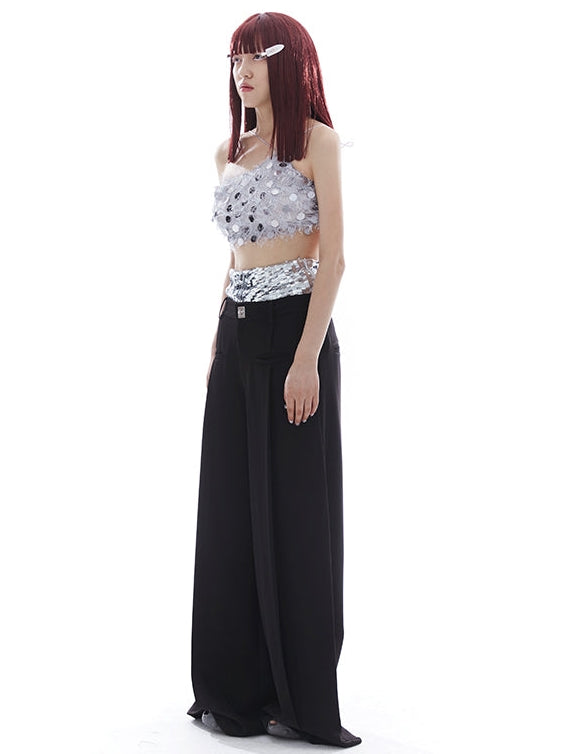 Sequins Adjustable Large Backless Irregular Sling