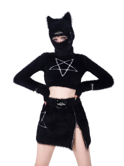 Pentagram Slim Short Knitted &amp; Skirt