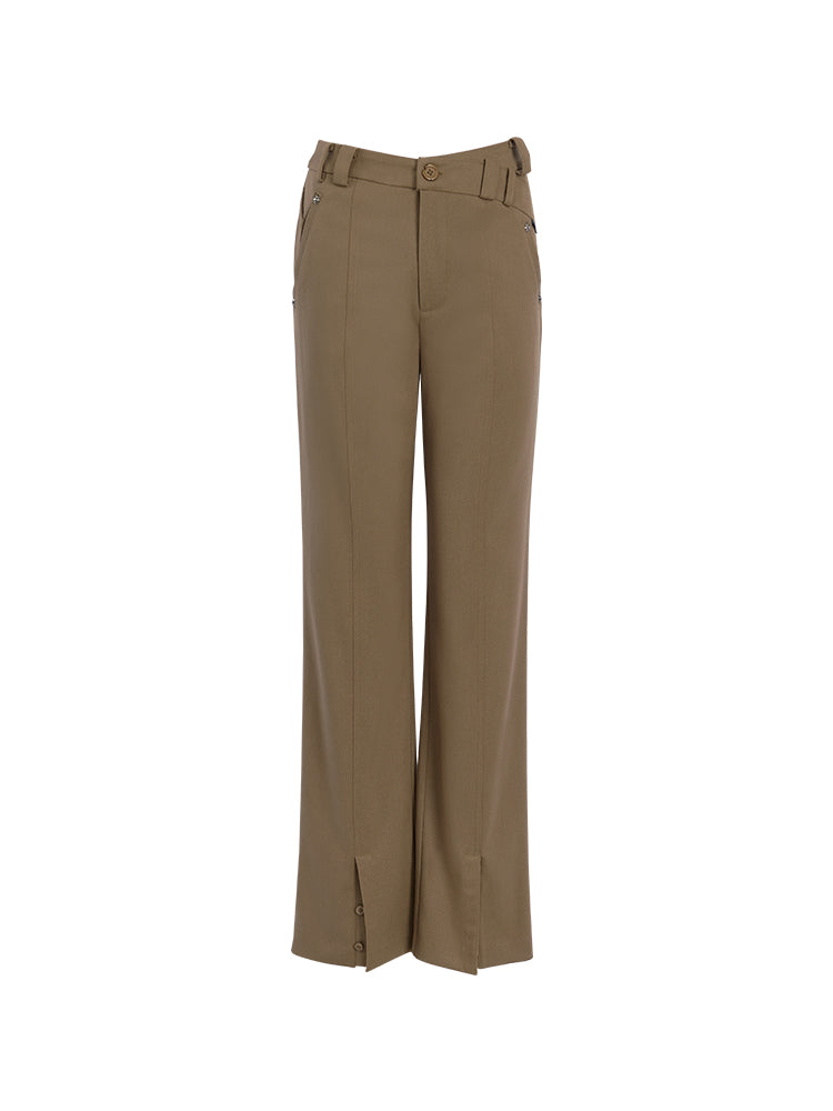 Slit Casual Straight Pants