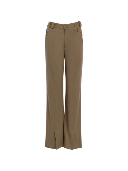 Slit Casual Straight Pants