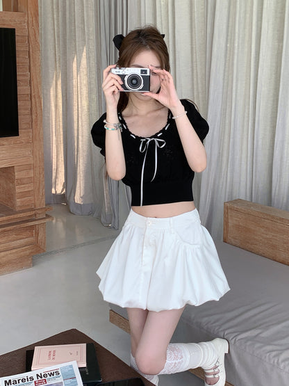 Love Hollow Lace Short Sleeve Top