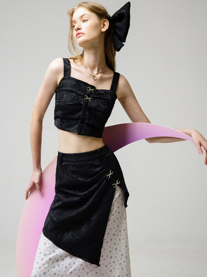 Moon Buckle Camisole &amp; Stitching Skirt