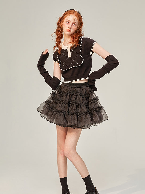 Tulle Ciffon Tiered Short Fluffy Skirt