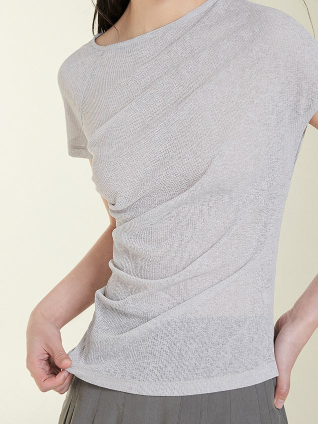 Pleated Asymmetrical T-shirt