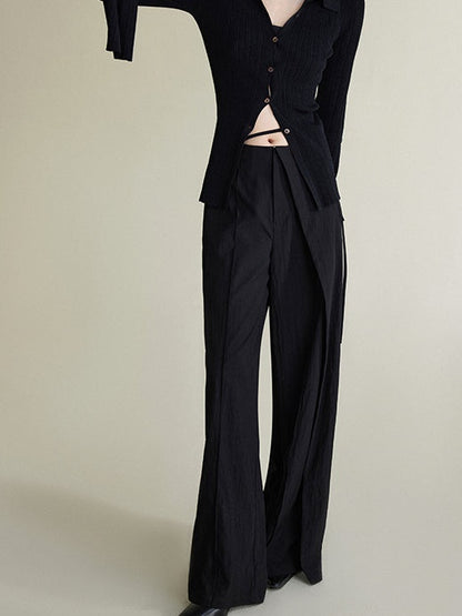 Draped Casual Wide-Leg Pants