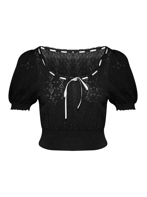 Love Hollow Lace Short Sleeve Top