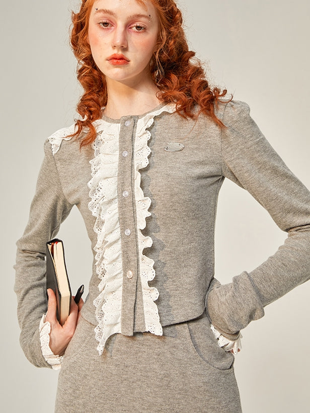 Frill Lace Classy Retro Mature Cardigan&skirt - Group of