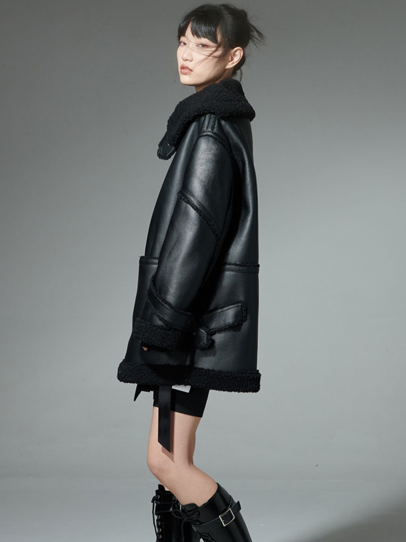 Imitation Leather Lamb Wool Jacket