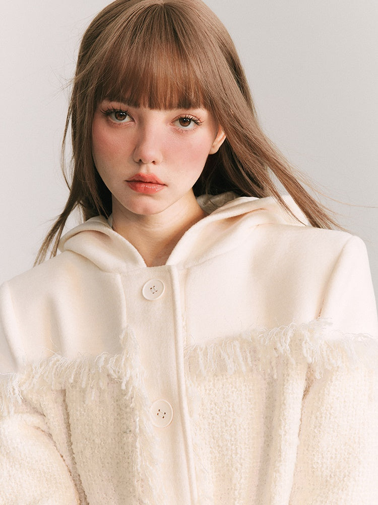 Wool Small Fragrance Hooded Jacket