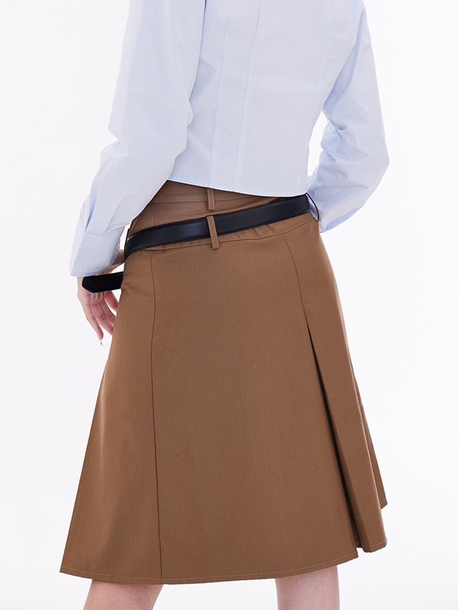 BOX-PLEATS COLLEGE PLAIN SKIRT