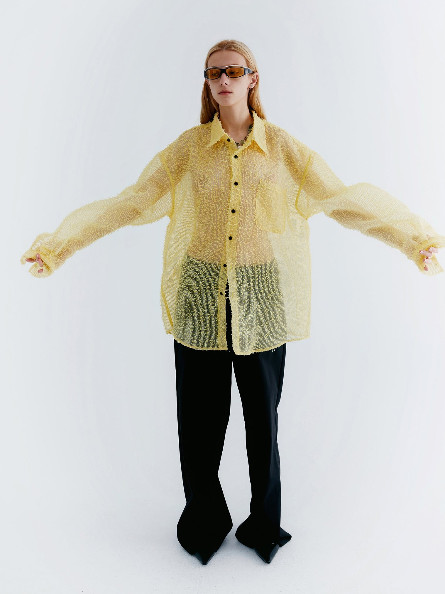 Semi-transparent Organza Long-sleeved Shirt