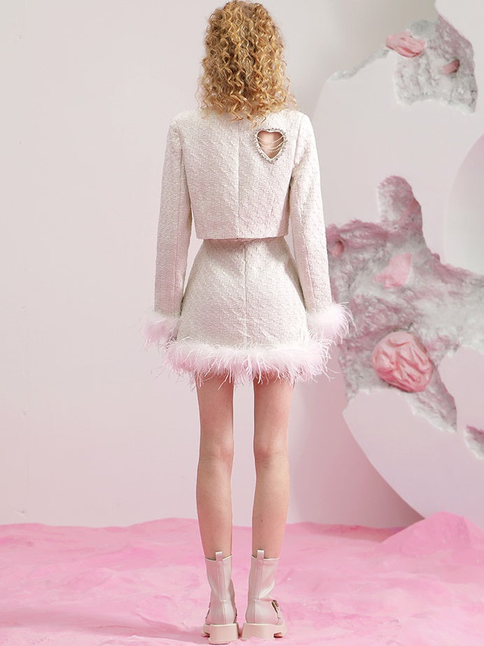 Small Fragrance Short COAT &amp; A-LINE SKIRT &amp; VEST THREE-PIECE Setup