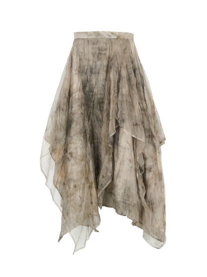 Silk Organza Printed Long Skirt