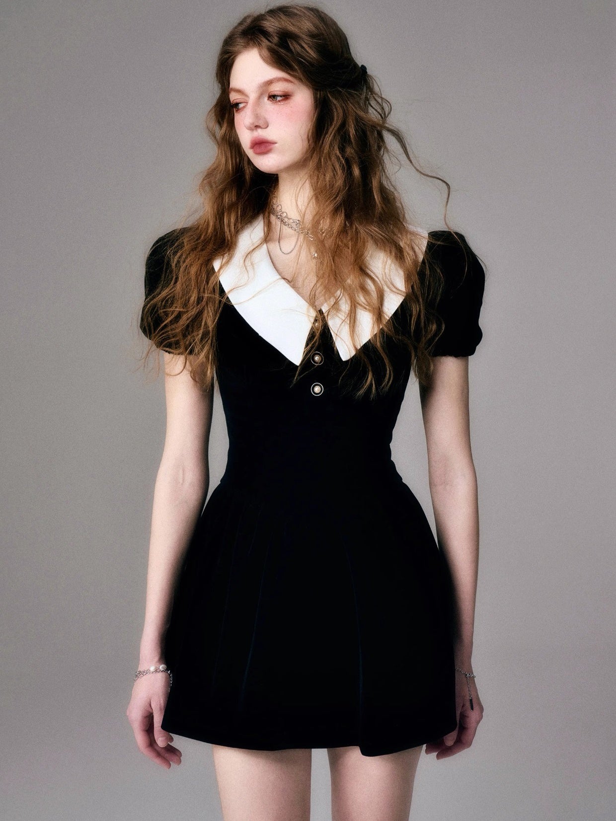 Velvet Doll Collar Dress