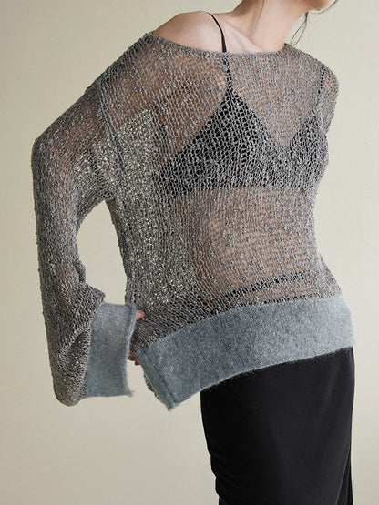 Belly Yarn Stitching Mohair Loose Sweater