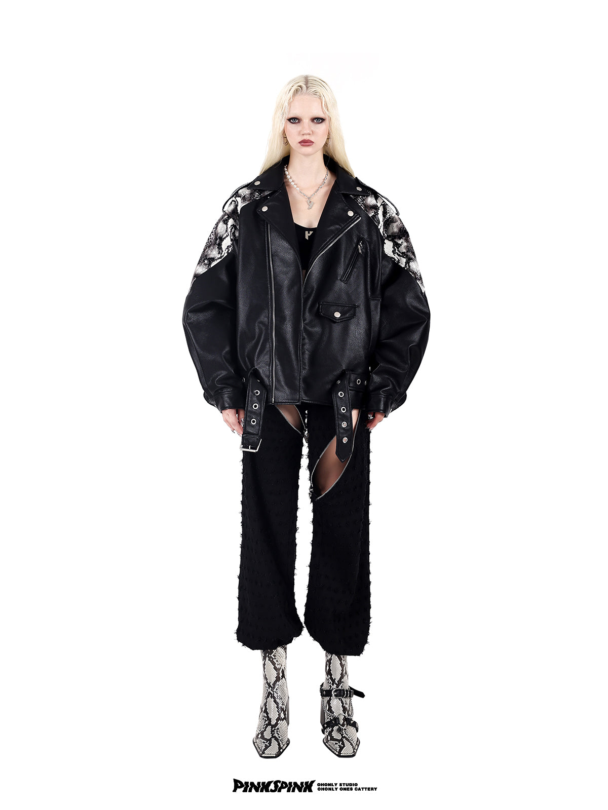 Leather Over-size Cool Python Jacket