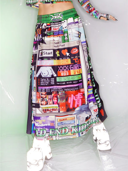 Poster Print Side Zipper A-Line Skirt