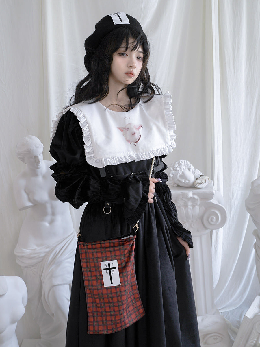 Animal Plaid Cross Lace Gothic Bag Gothic