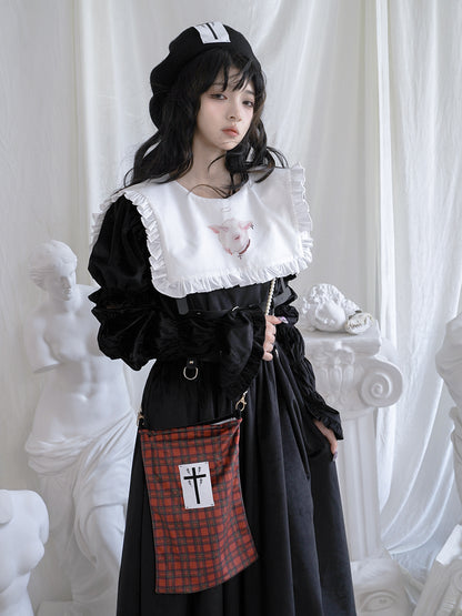 Animal Plaid Cross Lace Gothic Bag Gothic