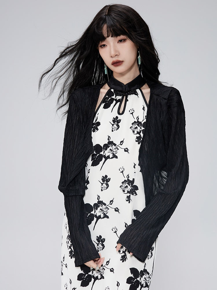 CHINESE-STYLE PRINTED SLEEVESSS Dress &amp; Cardigan Shirt