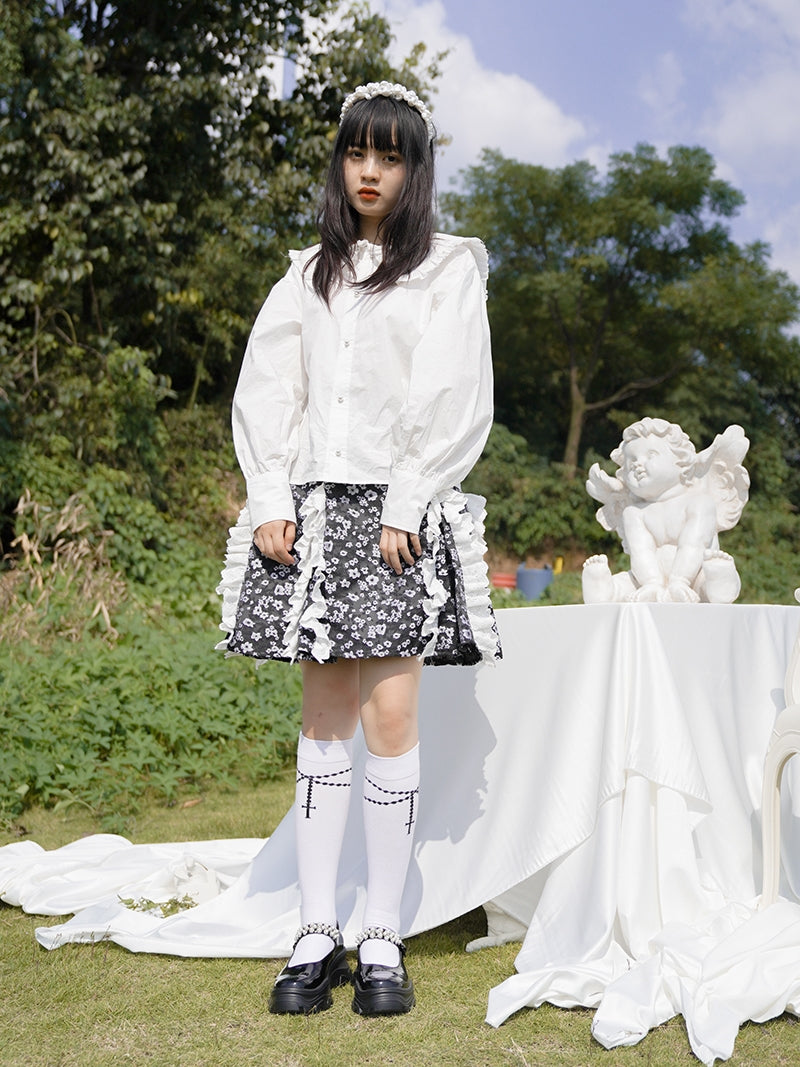 Retro Frill Gothic Sailor-Collar Blouse