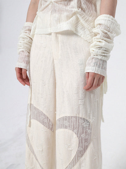 Nichi Heart Natural Lace Wide-Pants