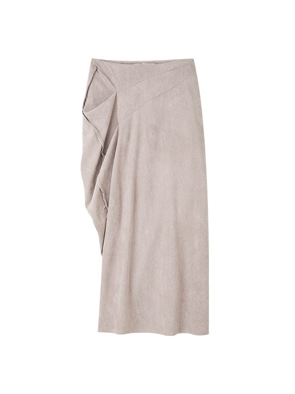 Asymmetry Slit Drape Skirt