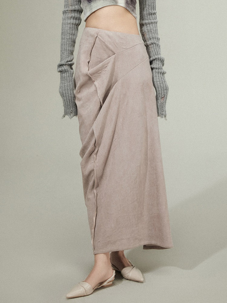 Asymmetry Slit Drape Skirt