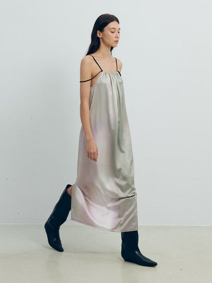 Smocked Cocoon Print Slip Dress