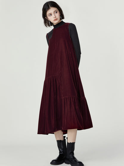 Layered Velvet Bottoming Dress