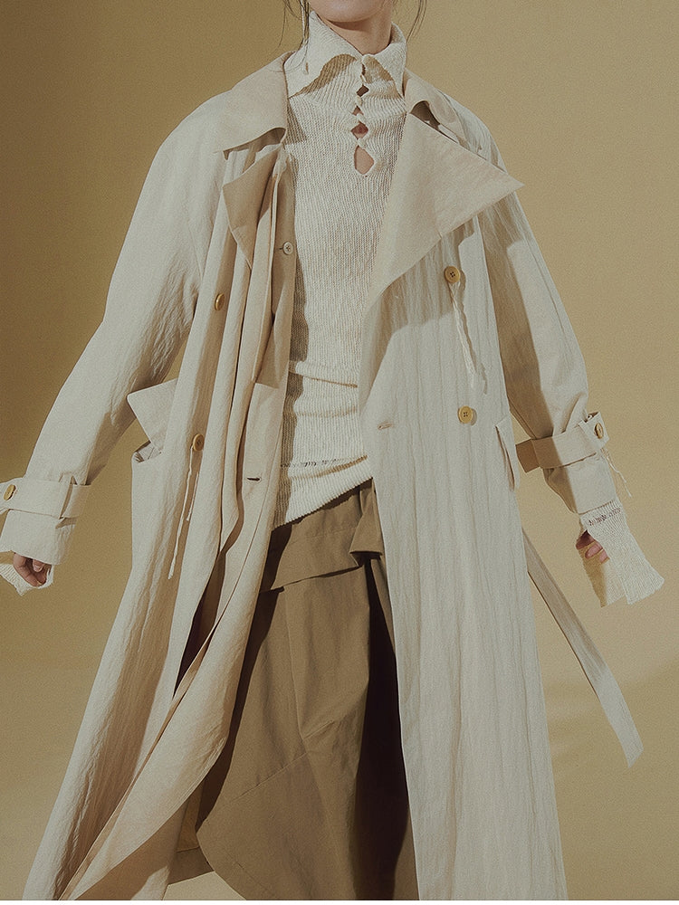 Patchwork langer Trenchcoat