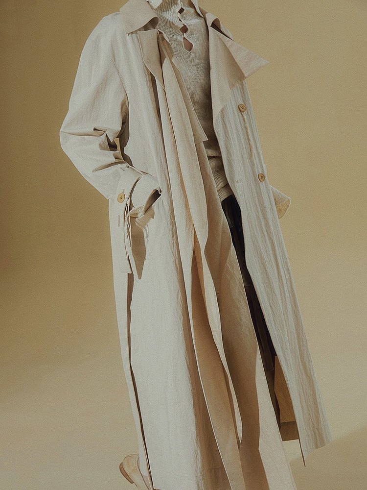 Patchwork Long Trench Coat